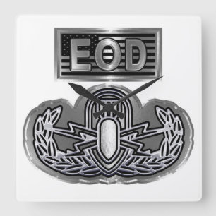 EOD Explosive Ordnance Disposal Square Wall Clock