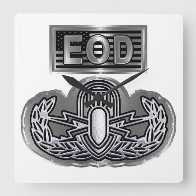 EOD Explosive Ordnance Disposal  Square Wall Clock (Front)