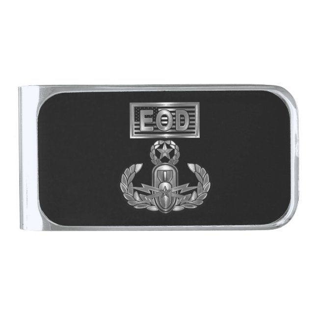 “EOD Master Blaster” Commemorative Gift Silver Finish Money Clip (Front)