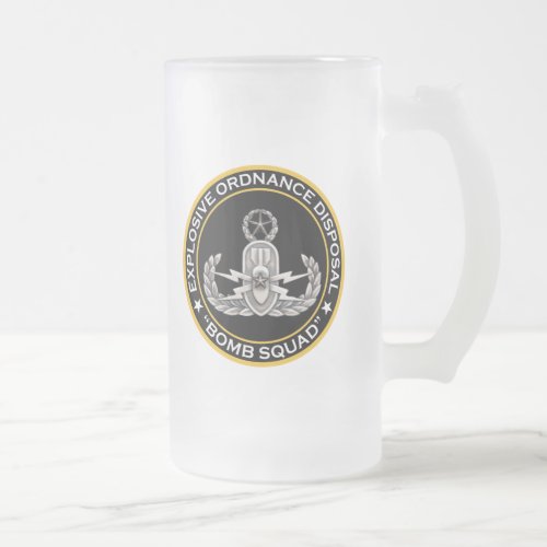 EOD Master Bomb Squad Frosted Glass Beer Mug
