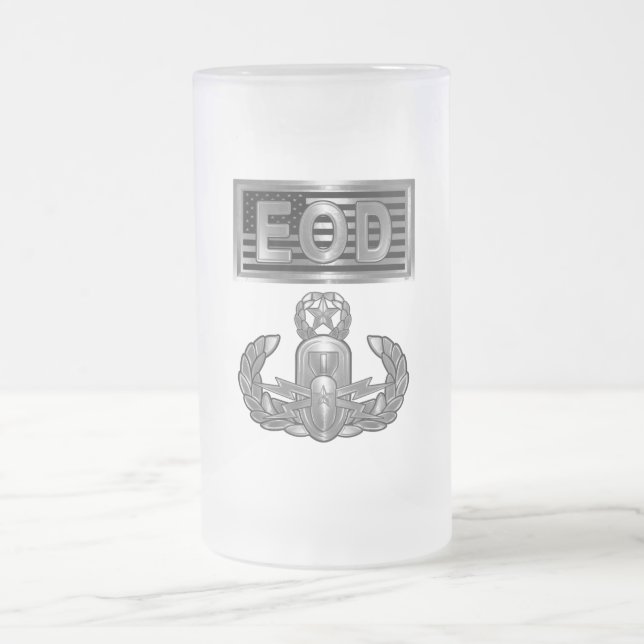  EOD Master Explosive Ordnance Disposal Frosted Glass Beer Mug (Center)