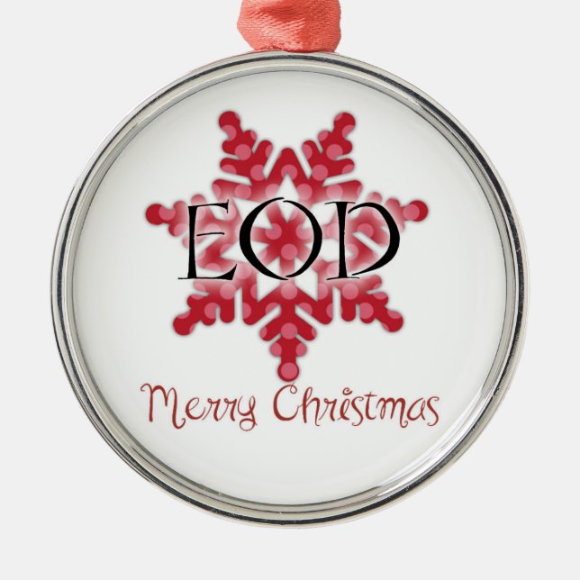 EOD Merry Christmas Metal Ornament (Front)