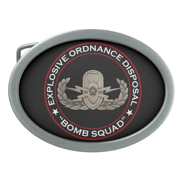 EOD Senior "Bomb Squad" Oval Belt Buckle (Front)