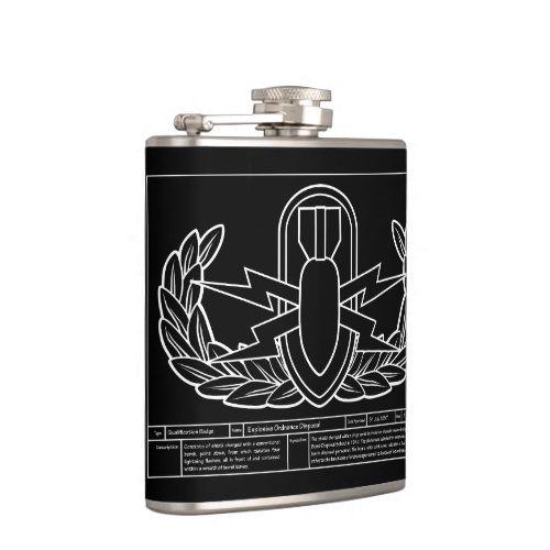 EOD Technical Drawing white Hip Flask