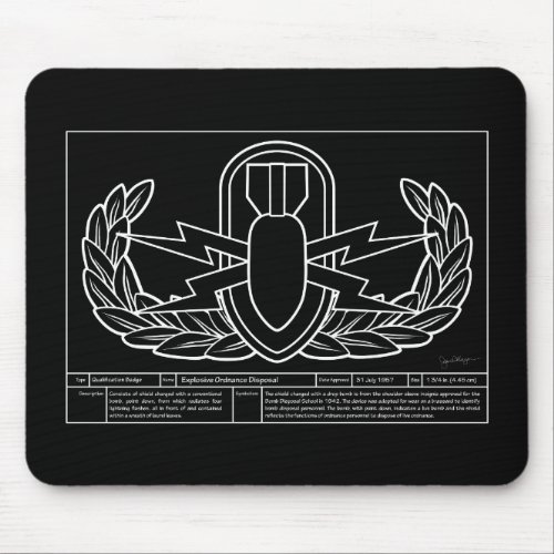 EOD Technical Drawing white Mouse Pad