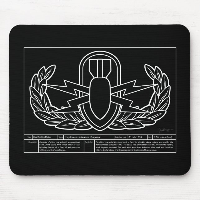 EOD Technical Drawing white Mouse Pad (Front)