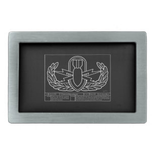 EOD Technical Drawing white Rectangular Belt Buckle