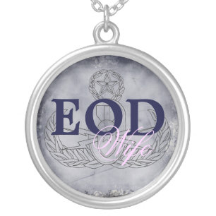 EOD Wife pink/dark blue Silver Plated Necklace