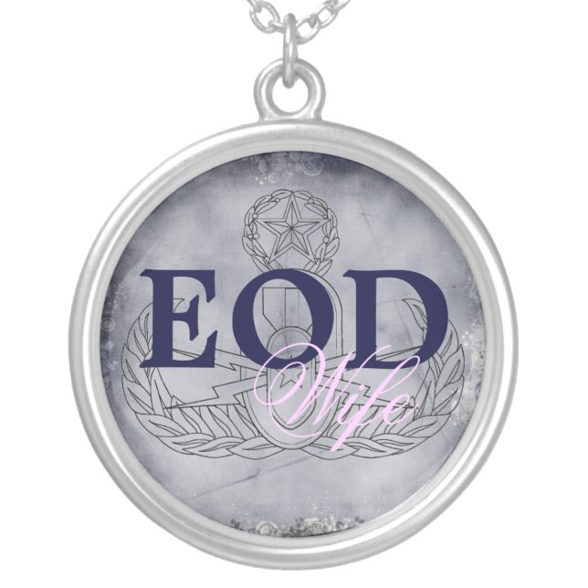 EOD Wife pink/dark blue Silver Plated Necklace (Front)