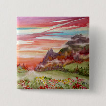 "Eon Isle: Sunset Mountain" square Button/ Pin