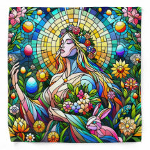 Eostre Ostara Stained Glass Look Altar Cloth