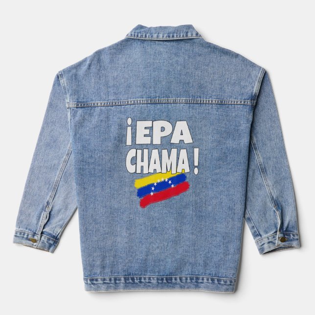 Epa Chama Venezuela Flag Flannel Venezuela  Denim Jacket (Back)