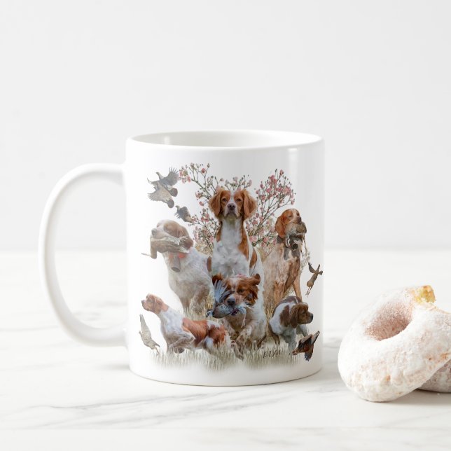 Epagneul Breton, Brittany Spaniel     Coffee Mug (With Donut)