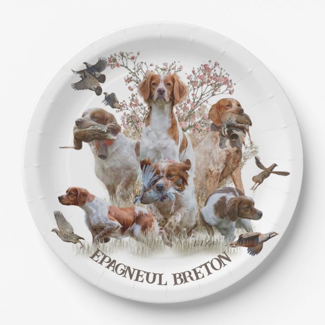 Epagneul Breton, Brittany Spaniel      Paper Plates (Front)