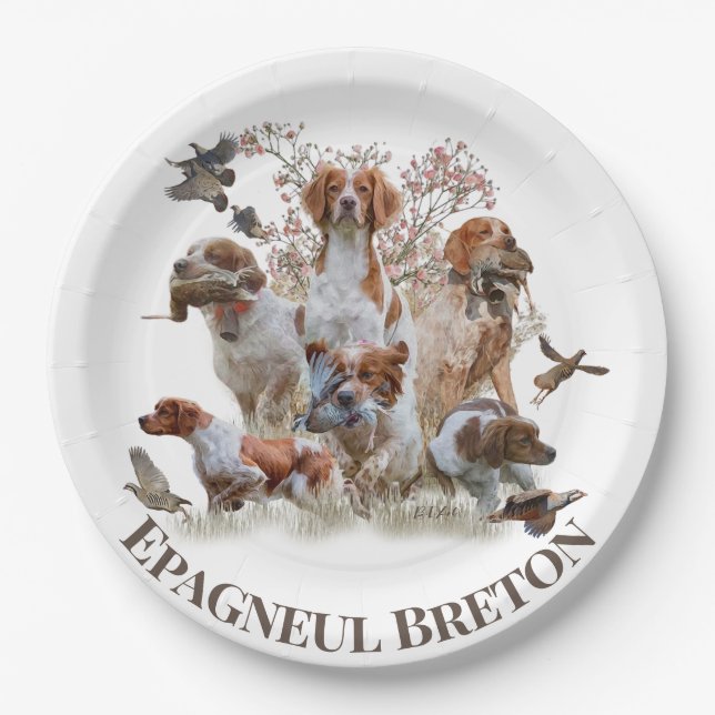 Epagneul Breton, Brittany Spaniel   Paper Plates (Front)