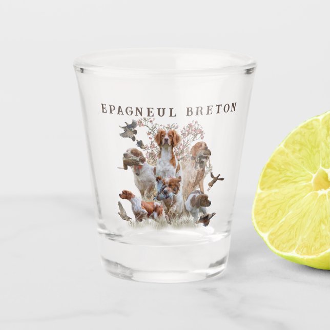 Epagneul Breton, Brittany Spaniel      Shot Glass (Front)