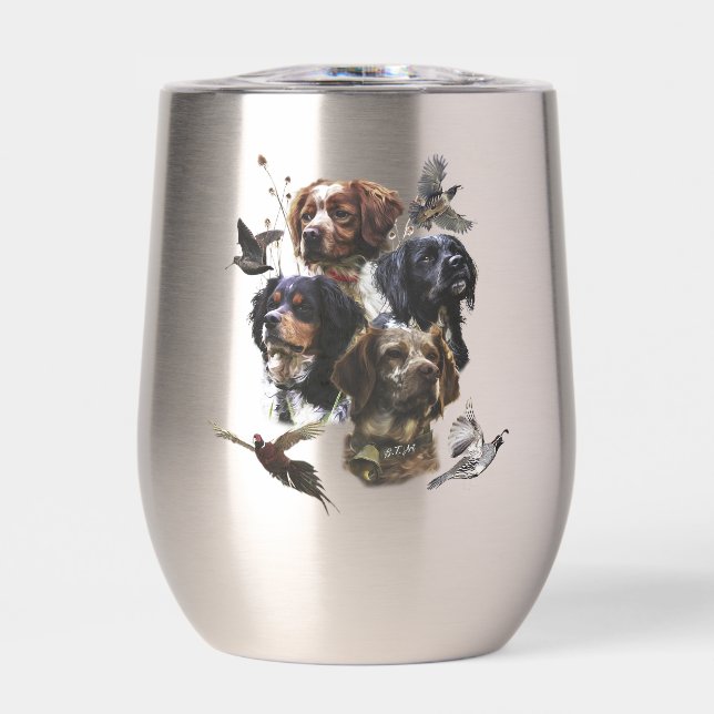 Epagneul Breton, Brittany Spaniel   Thermal Wine Tumbler (Front)