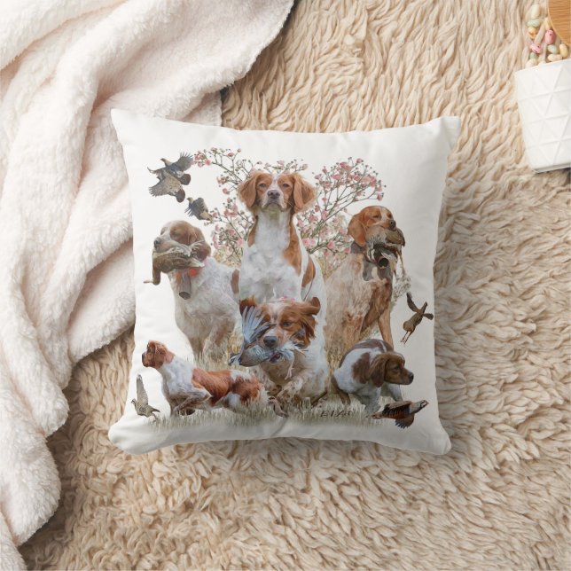 Epagneul Breton, Brittany Spaniel      Throw Pillow (Blanket)