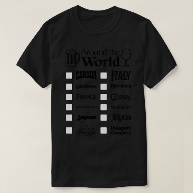 Epcot Drink Around the World (Black Text, Canada F T-Shirt (Design Front)