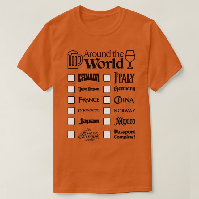 Epcot Drink Around the World Black Text Canada Fir T-Shirt (Design Front)