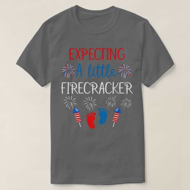 Epecting a little Firecracker  4th of July Pregnan T-Shirt (Design Front)