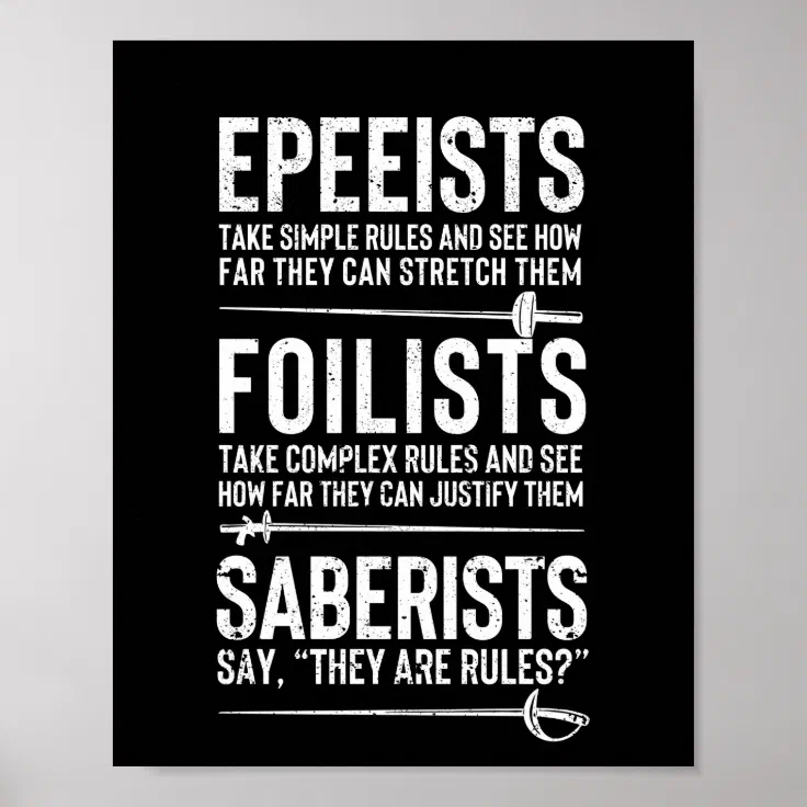 Epee fencer foil fencer sabre fencer fencing poster Zazzle