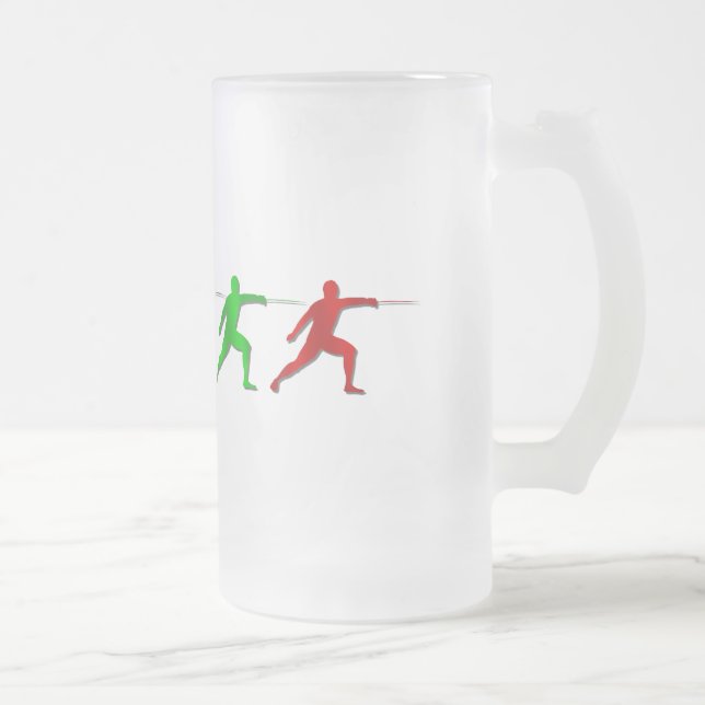 Epee Fencers Fencing Mens Athlete Womens Sports Frosted Glass Beer Mug (Right)
