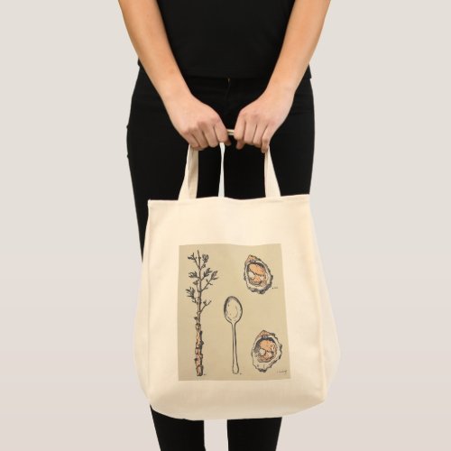 Ephemera blue vintage food illustrations tote bag