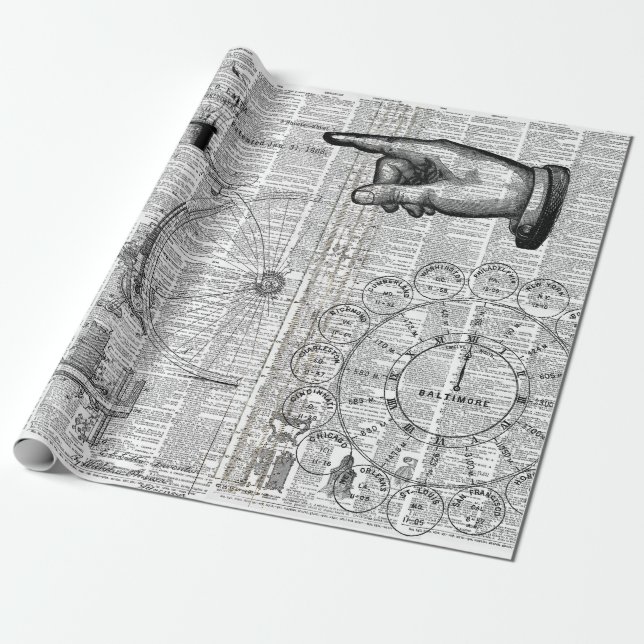 Ephemera Collage Wrapping Paper (Unrolled)