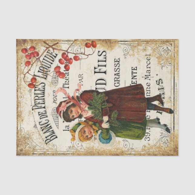 Ephemera Cute Kid French Theater Poster Decoupage  Tissue Paper (Front)