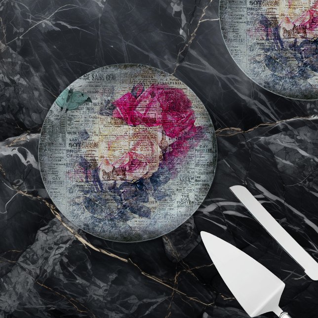 Ephemera Floral Butterfly Newsprint Paper Plates (Creator Uploaded)