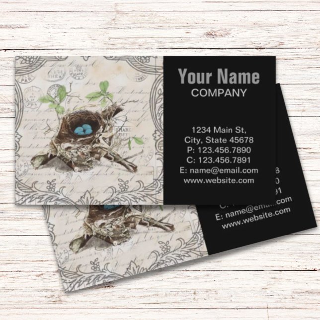 ephemera french botanical robin eggs bird nest business card (ephemera french botanical robin eggs bird nest business card)