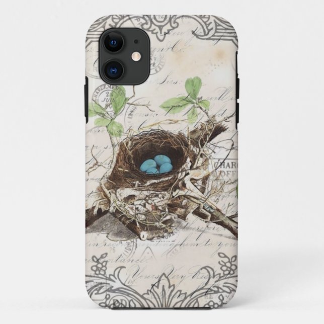 ephemera french botanical robin eggs bird nest Case-Mate iPhone case (Back)