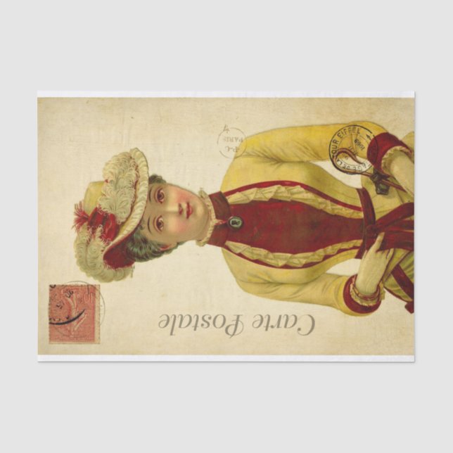 Ephemera French Fashionable Woman Decoupage Tissue Paper (Front)