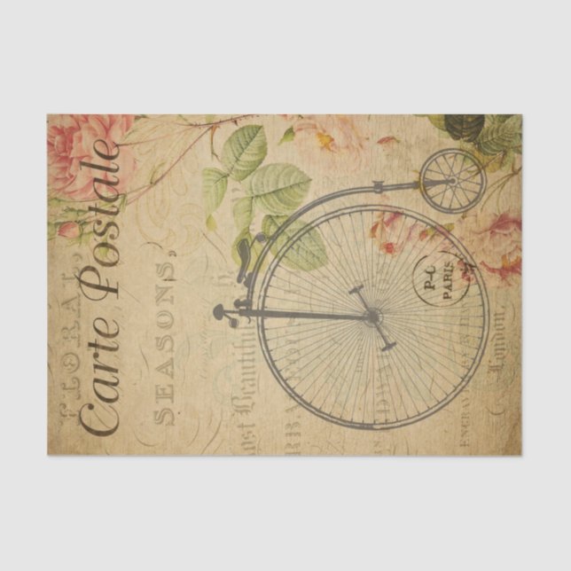 Ephemera French Penny Farthing Bicycle Decoupage Tissue Paper (Front)