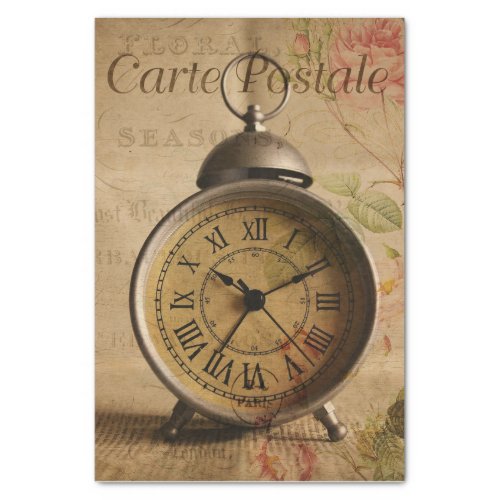 Ephemera French Postcard Alarm Clock Decoupage  Tissue Paper