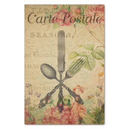 Ephemera French Postcard Cutlery Set Decoupage