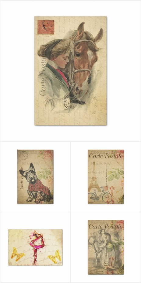  Ephemera French Postcard Decoupage Tissue Paper