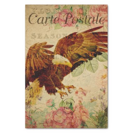 Ephemera French Postcard Flying Eagle Decoupage Tissue Paper