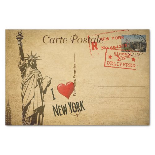 Ephemera French Postcard I Love New York Decoupage Tissue Paper