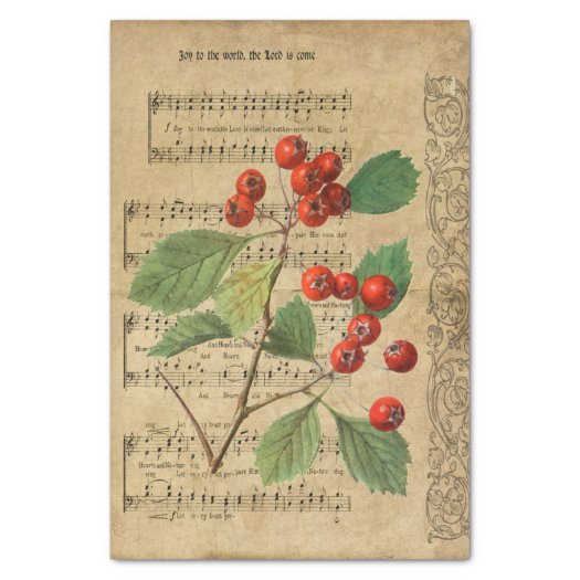 Ephemera Holly The Lord is Come Decoupage