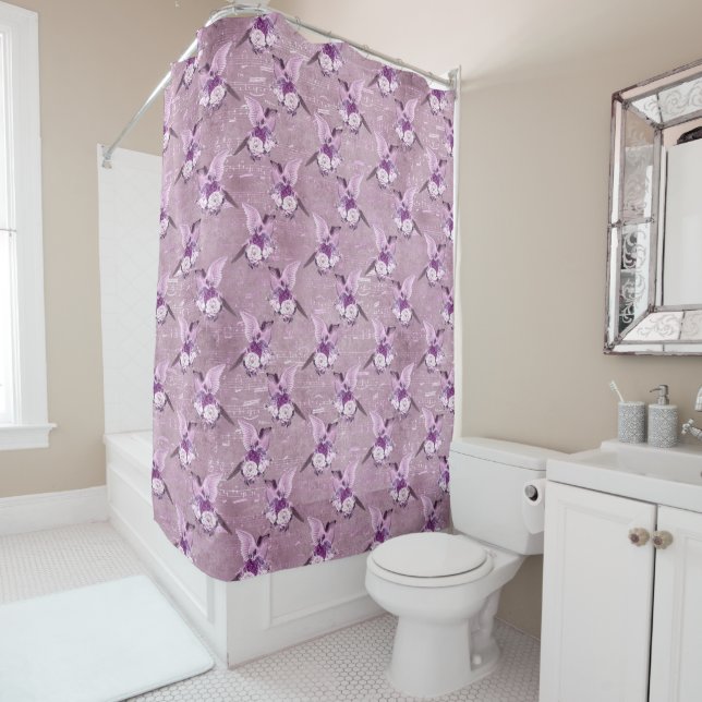 Ephemera Lavendar Paper Series Design 10 Shower Curtain (In Situ)