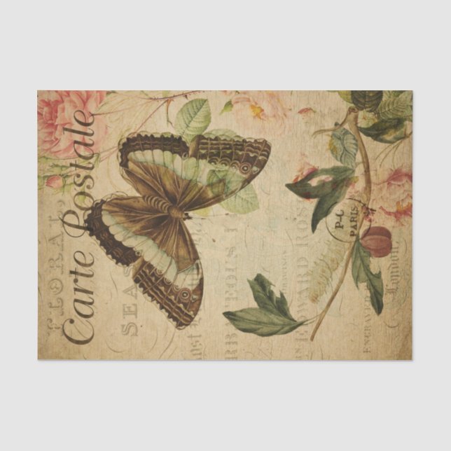 Ephemera Painting Butterfly Caterpillar Decoupage Tissue Paper (Front)