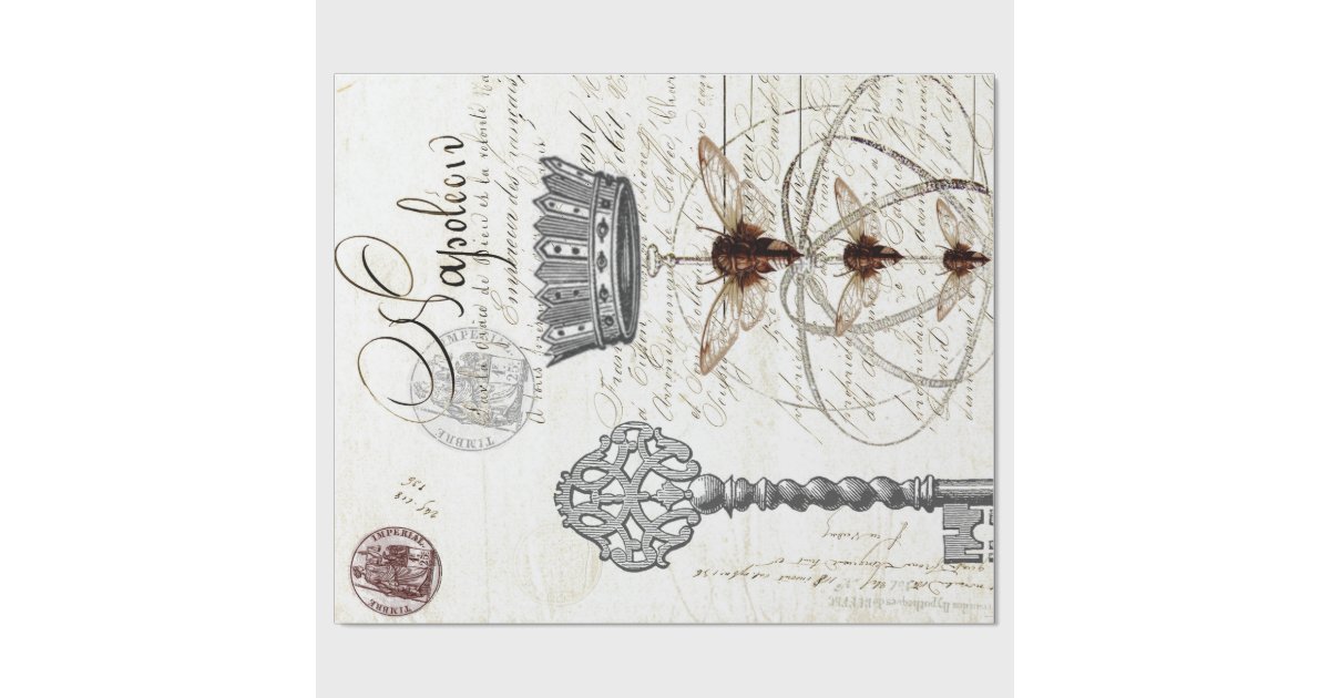 Empherma Script Paper Ephemera Script Wrapping Paper | Zazzle