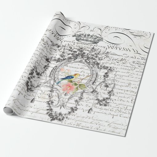 Ephemera Script Wrapping Paper | Zazzle
