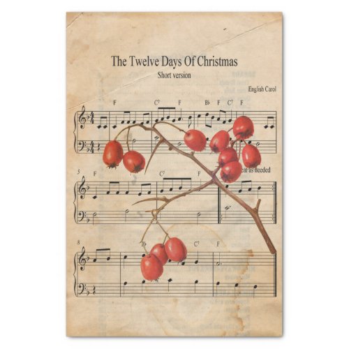 Ephemera The Twelve Days of Christmas Decoupage  Tissue Paper