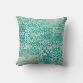 Ephemera Turquoise Paper Series Design 19 Throw Pillow