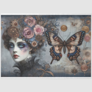 Ephemera Victorian Lady Gothic Butterfly Decoupage Tissue Paper