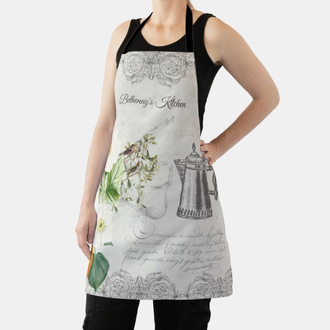  Ephemera Vintage Botanicals French Floral Kitchen Apron (Insitu)