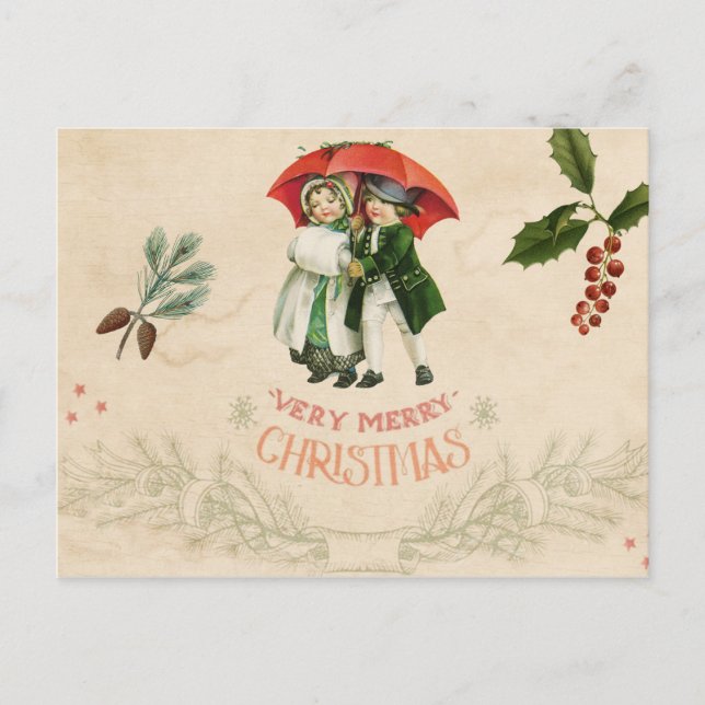 Ephemera Vintage Decoupage Christmas Holiday Postcard (Front)